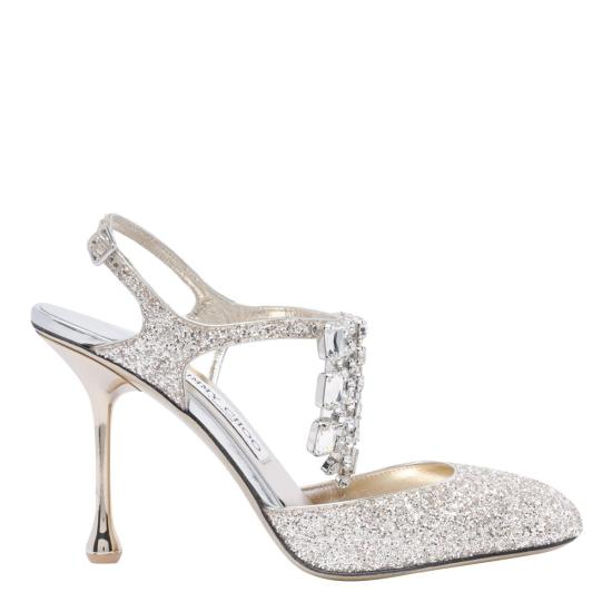 25SS 지미추 힐/펌프스 VERITY 95GKNSAND CRYSTAL SILVER