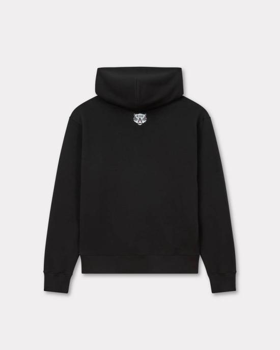 25SS 겐조 해피 타이거 자수 후드 티셔츠 FF55SW2644MF 99J Black - KENZO
