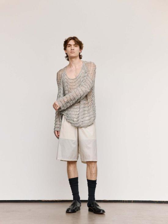  가브리엘라 콜 가먼츠 스웨터 Gabriela Coll Garments No.315 핸드노트 리넨 점퍼 라이트 그레이 - GABRIELA COLL GARMENTS