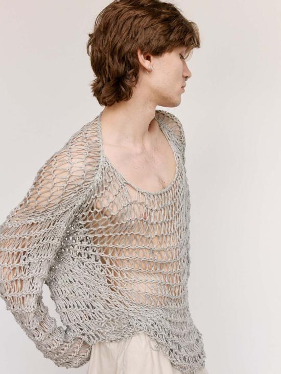  가브리엘라 콜 가먼츠 스웨터 Gabriela Coll Garments No.315 핸드노트 리넨 점퍼 라이트 그레이 - GABRIELA COLL GARMENTS