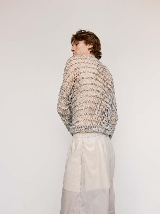  가브리엘라 콜 가먼츠 스웨터 Gabriela Coll Garments No.315 핸드노트 리넨 점퍼 라이트 그레이 - GABRIELA COLL GARMENTS