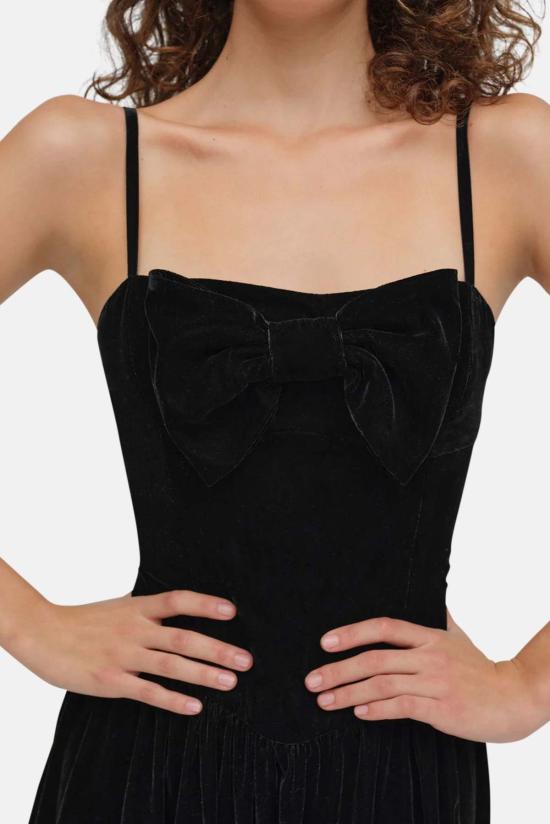  포러브앤레몬스 숏 원피스 For Love & Lemons 마티니 벨벳 미니 드레스 블랙 - FOR LOVE & LEMONS