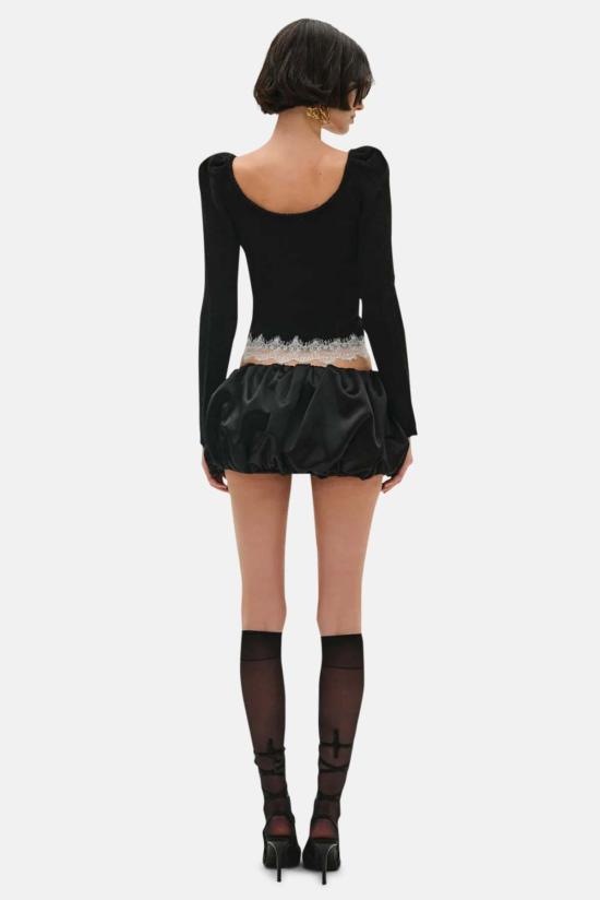  포러브앤레몬스 스웨터 For Love & Lemons 로잘린 니트 탑 블랙 - FOR LOVE & LEMONS