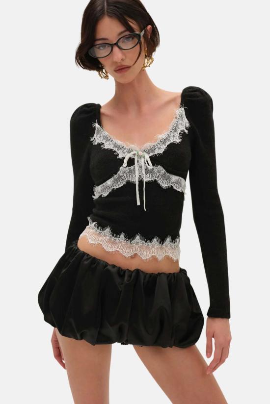  포러브앤레몬스 스웨터 For Love & Lemons 로잘린 니트 탑 블랙