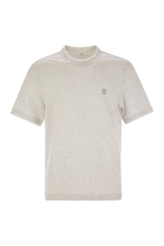  브루넬로 쿠치넬리 자수 로고 티셔츠 M0B137427G CY887 DOM