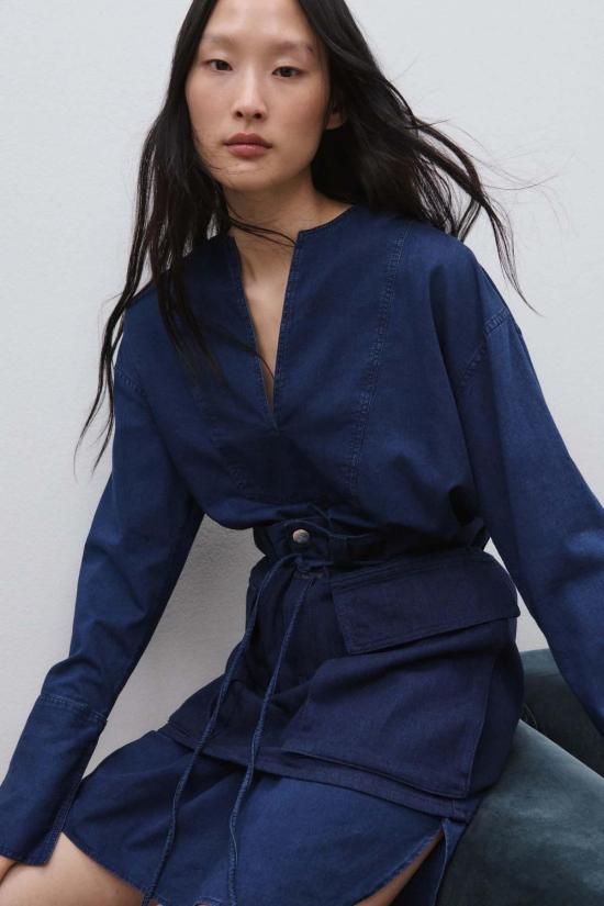  클로즈드 데님 스커트 카고 데님 미니 스커트 다크 블루 - CLOSED