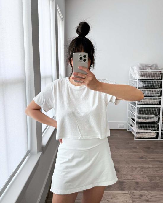  영메이븐 반팔 티셔츠 Jungmaven 슈퍼 크롭 로렐 티셔츠 워시드 화이트