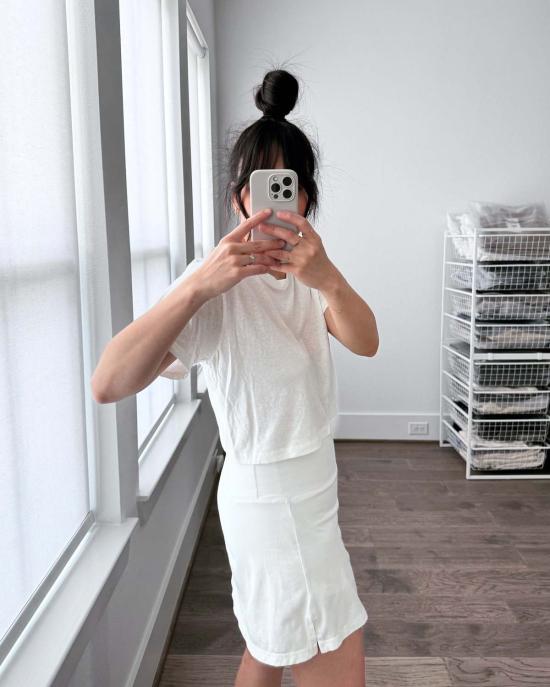  영메이븐 반팔 티셔츠 Jungmaven 슈퍼 크롭 로렐 티셔츠 워시드 화이트 - JUNGMAVEN