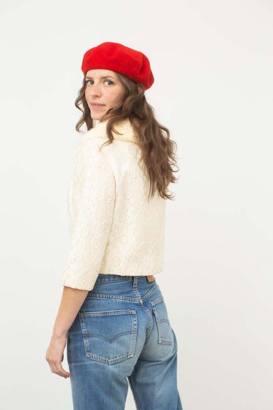  Preservation Vintage 자켓 Preservation 빈티지 바로크 플로럴 크롭 재킷 크림 - OTHER BRANDS