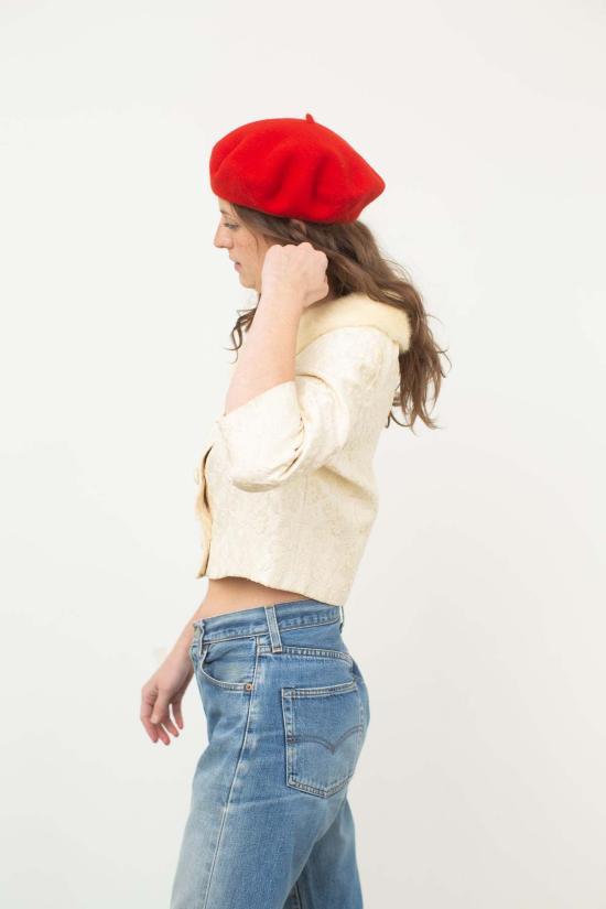  Preservation Vintage 자켓 Preservation 빈티지 바로크 플로럴 크롭 재킷 크림 - OTHER BRANDS