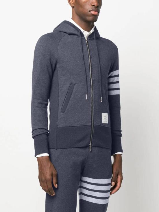  톰브라운 4-바 루프백 후드 집업 후드 티셔츠 MJT022H00535 grey - THOM BROWNE