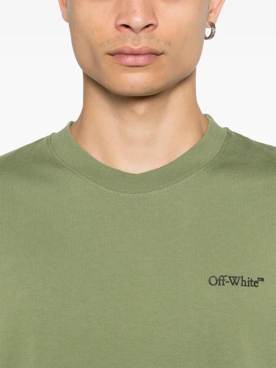 오프화이트 반팔 티셔츠 OMAA027F24JER0045810 green - OFF WHITE