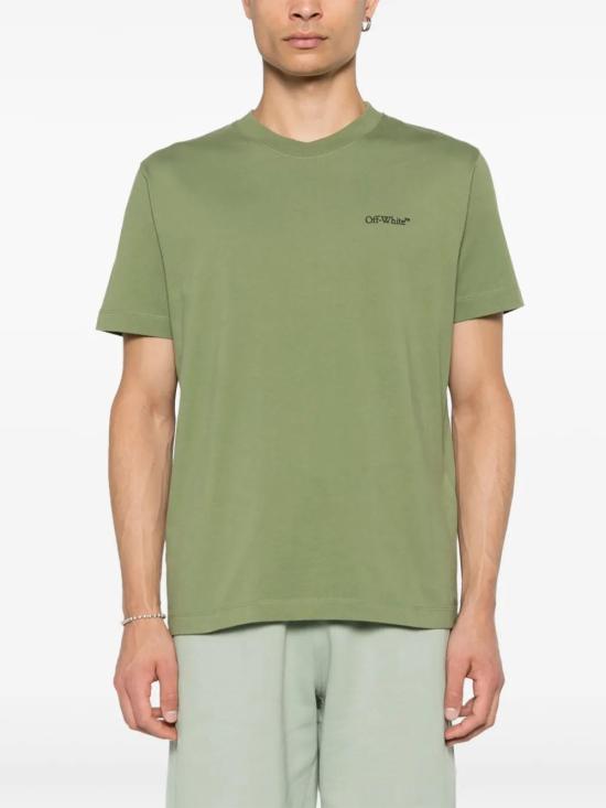  오프화이트 반팔 티셔츠 OMAA027F24JER0045810 green - OFF WHITE