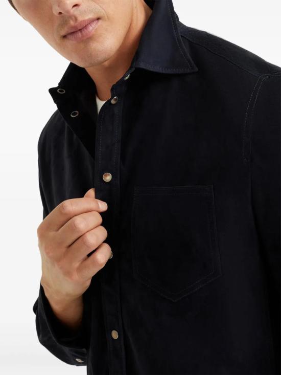  브루넬로 쿠치넬리 긴팔 셔츠 MPCLN2039C6536 navy - BRUNELLO CUCINELLI