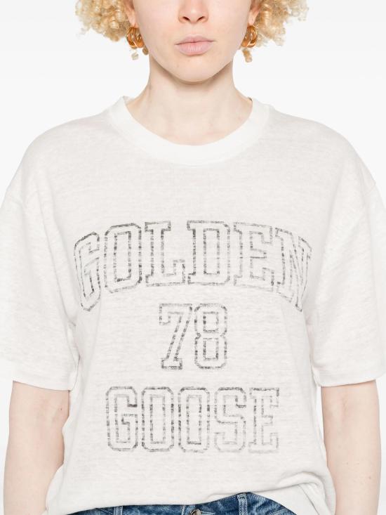 25SS 골든구스 반팔 티셔츠 GWP01874P001891 11421 HERITAGE WHITE BLACK - GOLDEN GOOSE