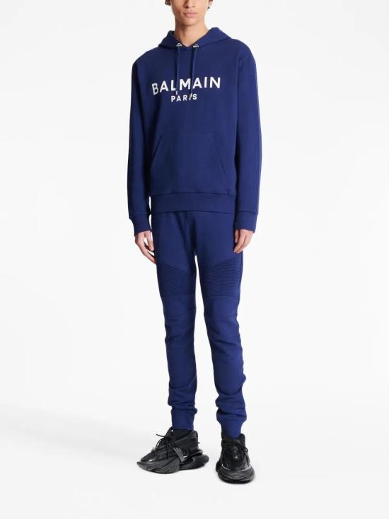  발망 후드 티셔츠 BH1JR002BB65 blue - BALMAIN