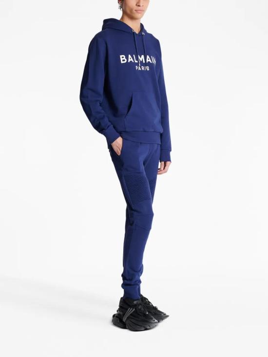  발망 후드 티셔츠 BH1JR002BB65 blue - BALMAIN
