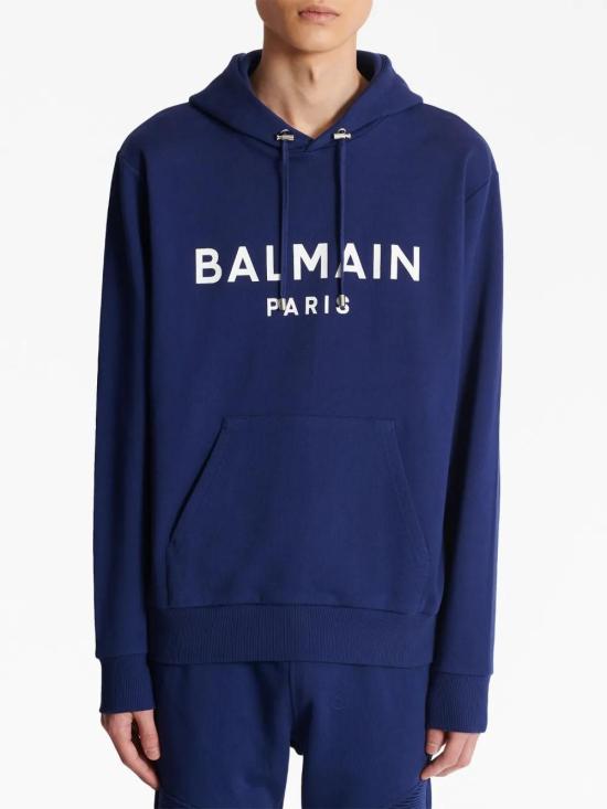  발망 후드 티셔츠 BH1JR002BB65 blue - BALMAIN