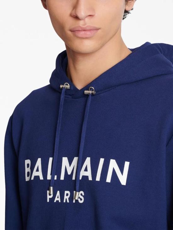  발망 후드 티셔츠 BH1JR002BB65 blue - BALMAIN