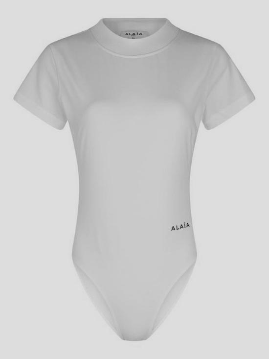 25SS 알라이아 반팔 티셔츠 AA9B0354J065A 000BLANC White