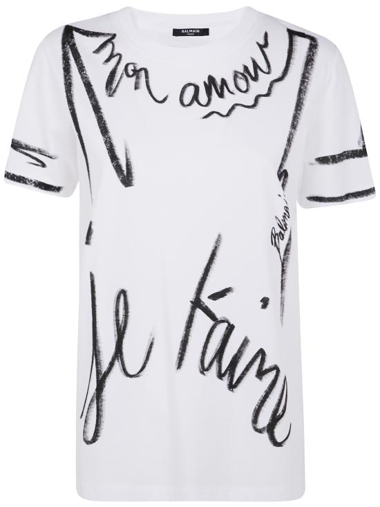 25SS 발망 반팔 티셔츠 EF1EF000GE35 GAB WHITE BLACK - BALMAIN