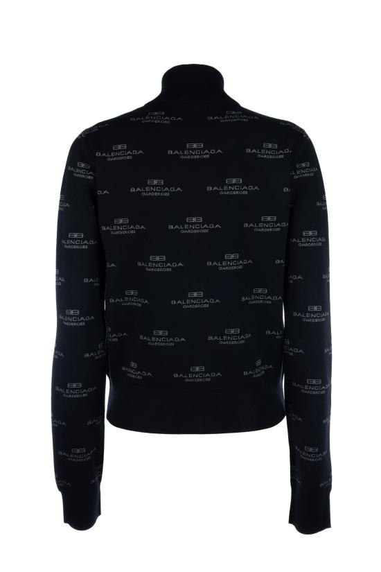 25SS 발렌시아가 로고 터틀넥 스웨터 가디건 812596T1724 1269 BLACK GREY - BALENCIAGA