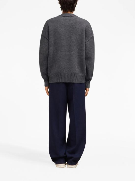 25FW 아미 빅하트 인타르시아 로고 울 니트 BFUKS006018 084 GRIS CHINE ROUGE - AMI