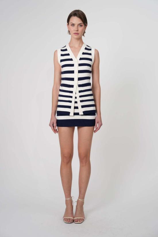  파렌테지 가디건 케이티 니트 조끼 스트라이프 - PARENTEZI