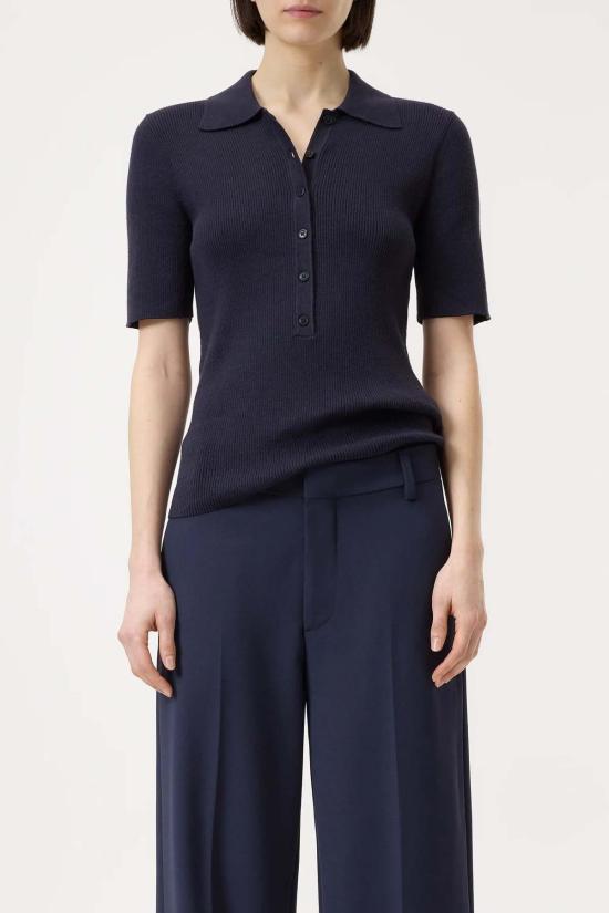  클로즈드 반팔 티셔츠 닫힌 폴로 셔츠 다크 네이비 - CLOSED