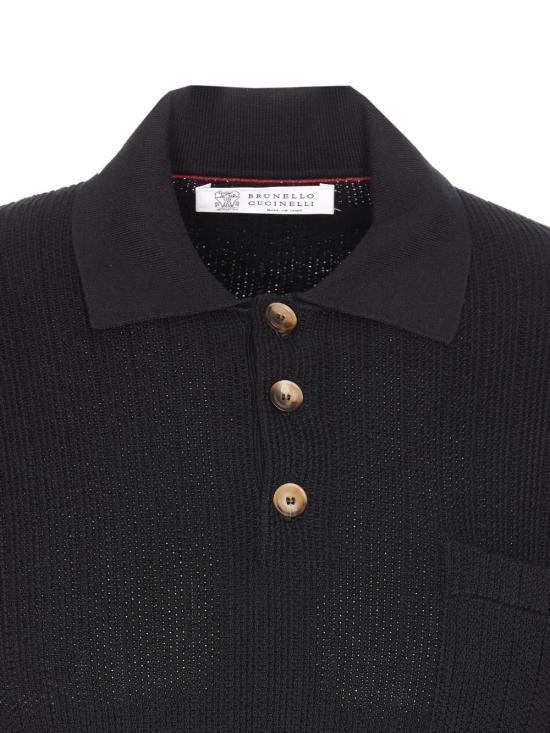  브루넬로 쿠치넬리 폴로 티셔츠 M29203515C101 black - BRUNELLO CUCINELLI