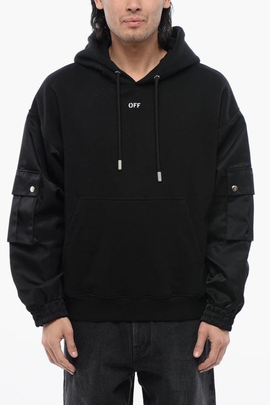 오프화이트 후드 티셔츠 OMBB127S24FLE0011001 Black