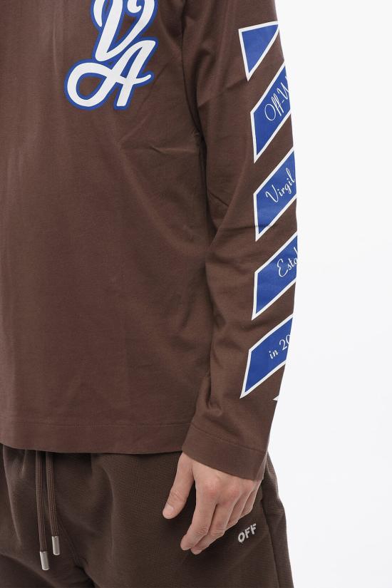  오프화이트 긴팔 티셔츠 OMAB086S24JER0012846 Brown - OFF WHITE