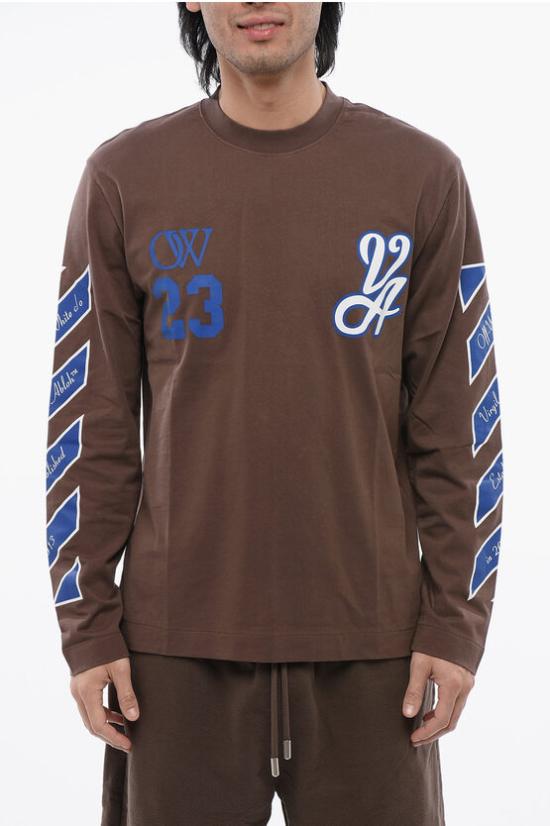  오프화이트 긴팔 티셔츠 OMAB086S24JER0012846 Brown