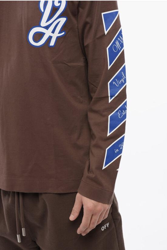  오프화이트 긴팔 티셔츠 OMAB086S24JER0012846 Brown - OFF WHITE