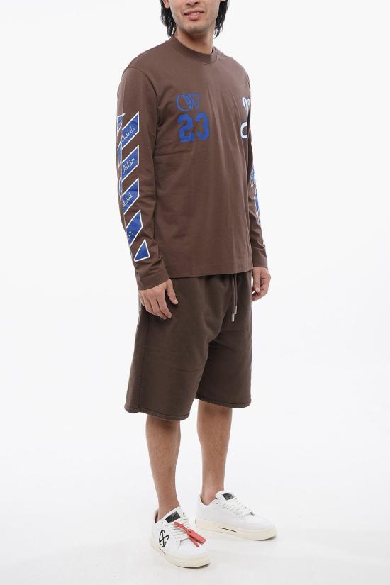  오프화이트 긴팔 티셔츠 OMAB086S24JER0012846 Brown - OFF WHITE