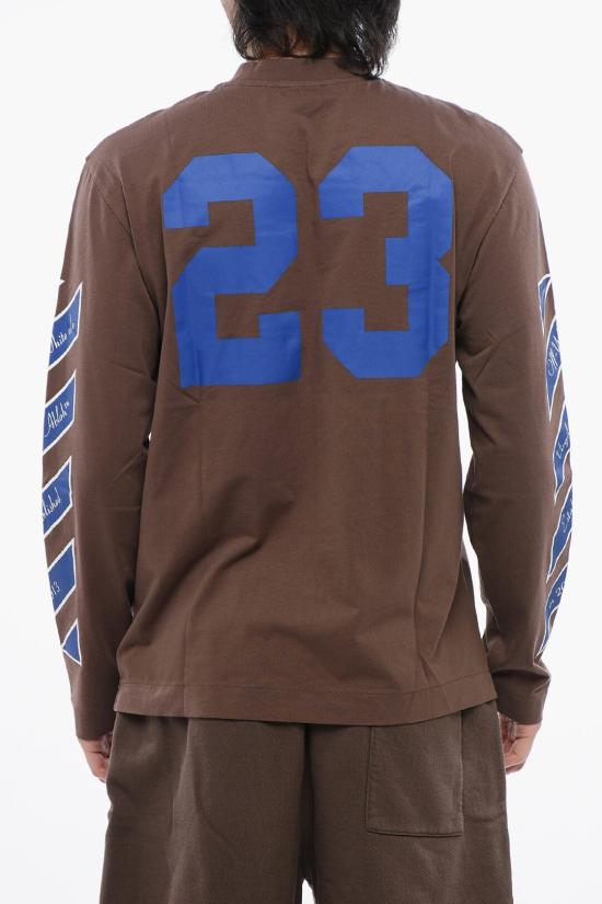  오프화이트 긴팔 티셔츠 OMAB086S24JER0012846 Brown - OFF WHITE
