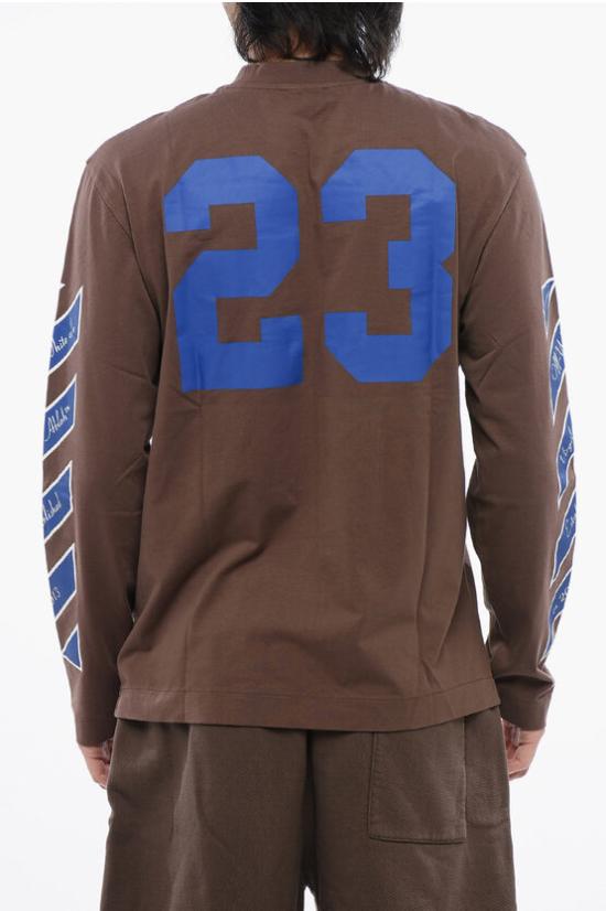  오프화이트 긴팔 티셔츠 OMAB086S24JER0012846 Brown - OFF WHITE