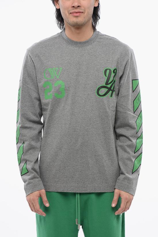  오프화이트 긴팔 티셔츠 OMAB086S24JER0010655 Gray