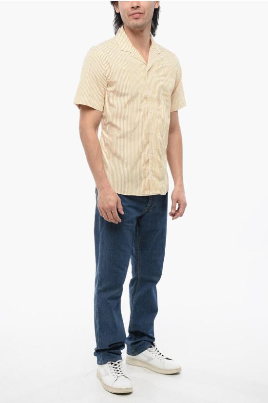  꼬르넬리아니 반팔 셔츠 89IX54 2161185 072 Bianco Giallo - CORNELIANI