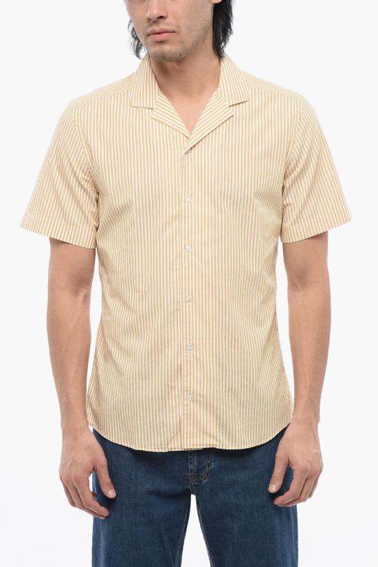  꼬르넬리아니 반팔 셔츠 89IX54 2161185 072 Bianco Giallo