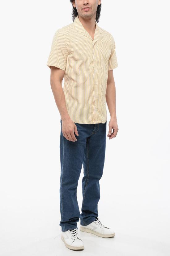  꼬르넬리아니 반팔 셔츠 89IX54 2161185 072 Bianco Giallo - CORNELIANI