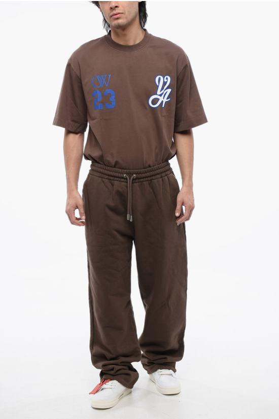  오프화이트 트레이닝/조거 팬츠 OMCH054S24FLE0032801 Brown - OFF WHITE