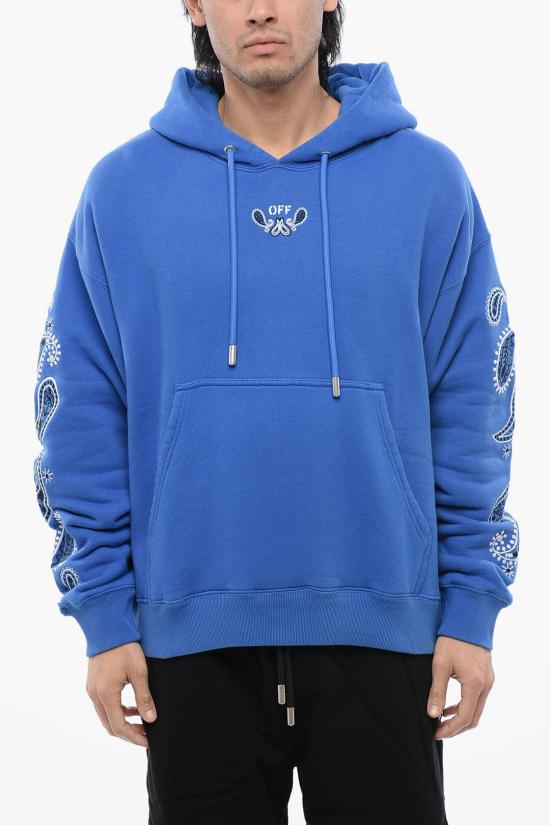  오프화이트 후드 티셔츠 OMBB085S24FLE0034601 Blue