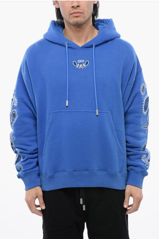  오프화이트 후드 티셔츠 OMBB085S24FLE0034601 Blue