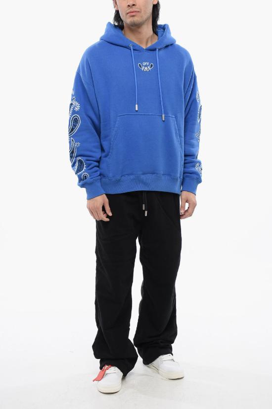  오프화이트 후드 티셔츠 OMBB085S24FLE0034601 Blue - OFF WHITE