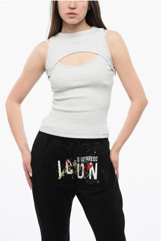  오프화이트 민소매 티셔츠 OWAD237S24JER0014040 Gray