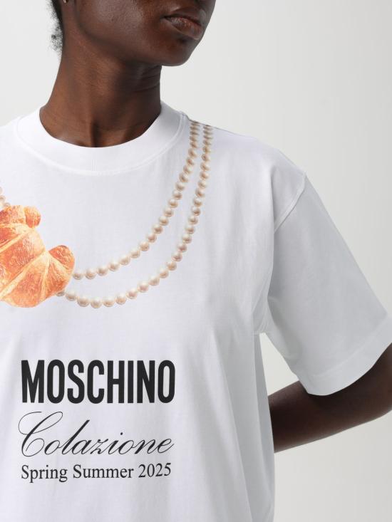 25FW 모스키노 반팔 티셔츠 07030541 1555 White 1 - MOSCHINO