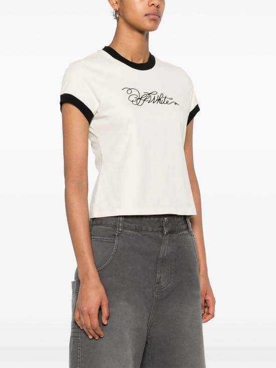 25SS 오프화이트 반팔 티셔츠 OWAA112S25JER003 0B10 WHITE ASPARAGUS BLACK - OFF WHITE