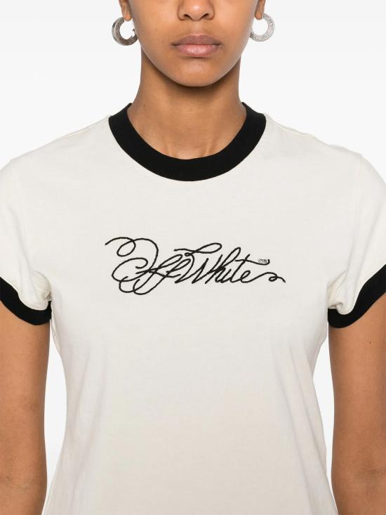 25SS 오프화이트 반팔 티셔츠 OWAA112S25JER003 0B10 WHITE ASPARAGUS BLACK - OFF WHITE