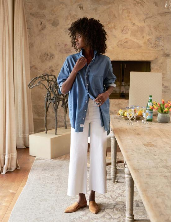  프랭크 앤 에일린 데님 팬츠 프랭크 & 엘린 갤웨이 가우초 진 화이트 - FRANK & EILEEN